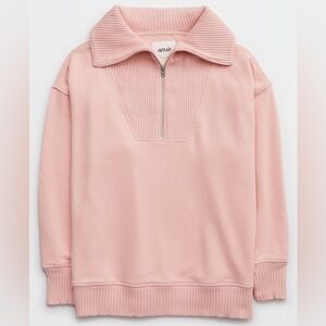 pink aerie down to earth quarter zip sweater!